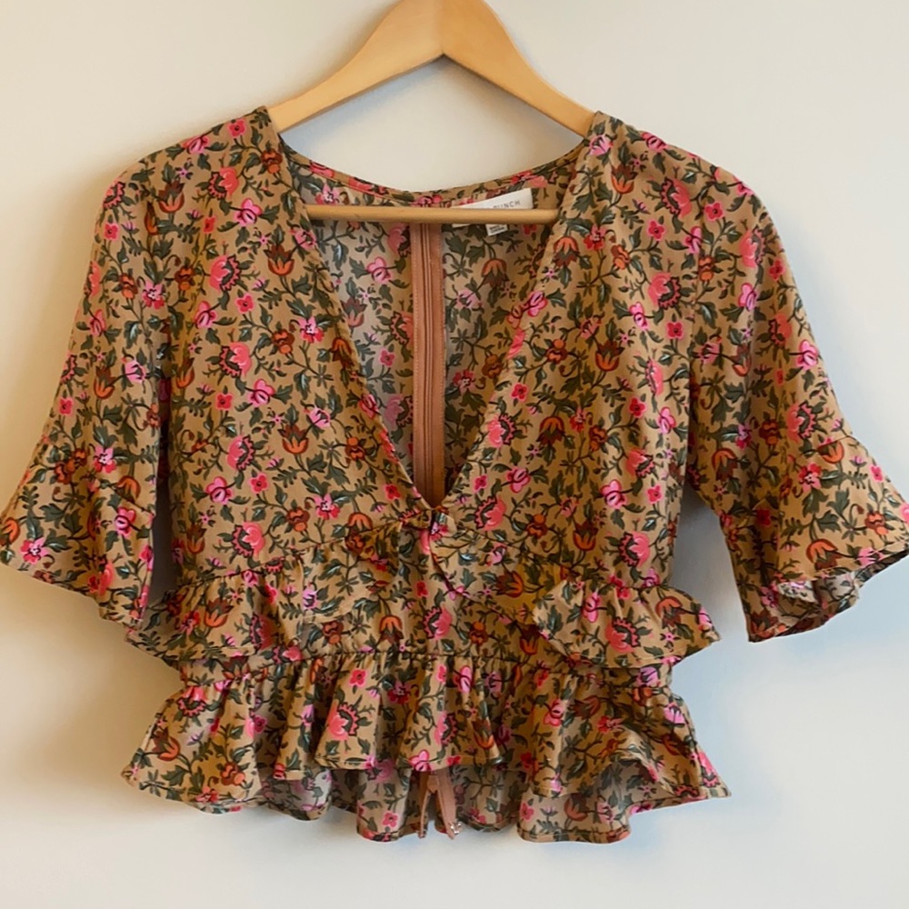 Honey punch v neck, cropped blouse